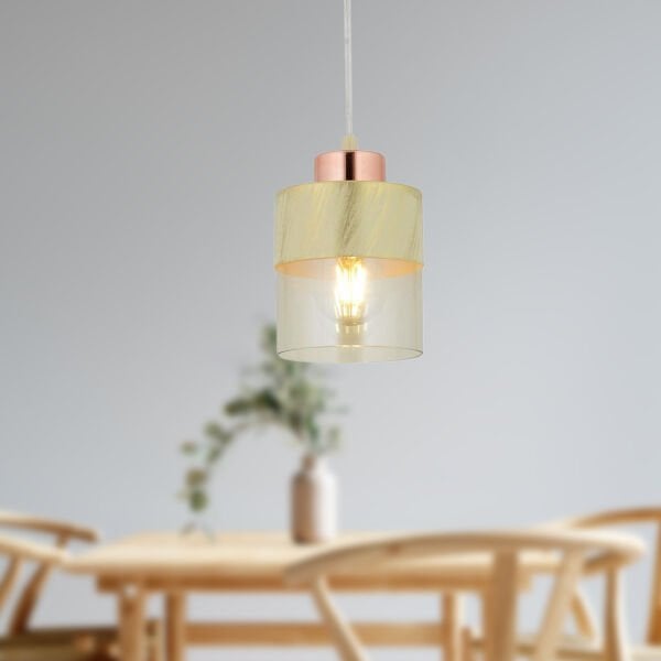 Boris Tekli Krem-Bakır Modern Retro Sarkıt Mutfak Salon Sarkıt Avize