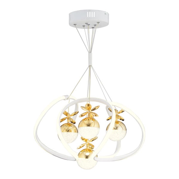 Balca 4'lü Beyaz Gold 3 Renkli 84 Watt Ledli Kelebek Led Avize Top Avize Modern Oturma Odası, Koridor, Salon Led Avize