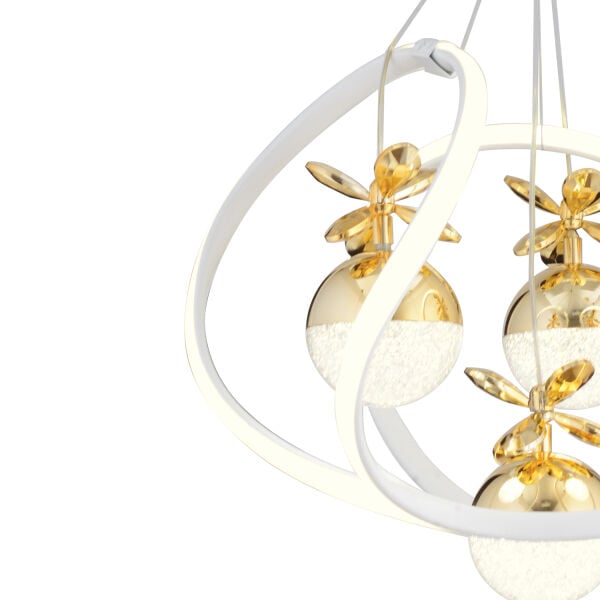 Balca 4'lü Beyaz Gold 3 Renkli 84 Watt Ledli Kelebek Led Avize Top Avize Modern Oturma Odası, Koridor, Salon Led Avize