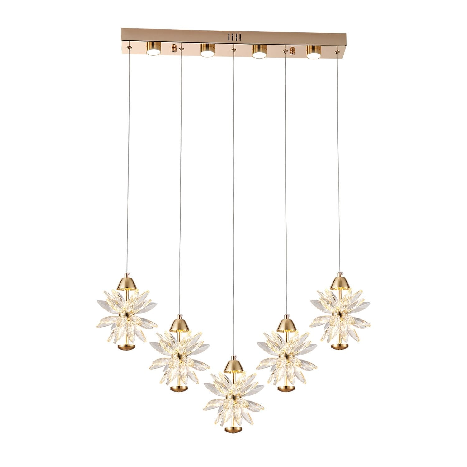 MENEKŞE GOLD 5Lİ 74 WATT SIRALI LED AVİZE