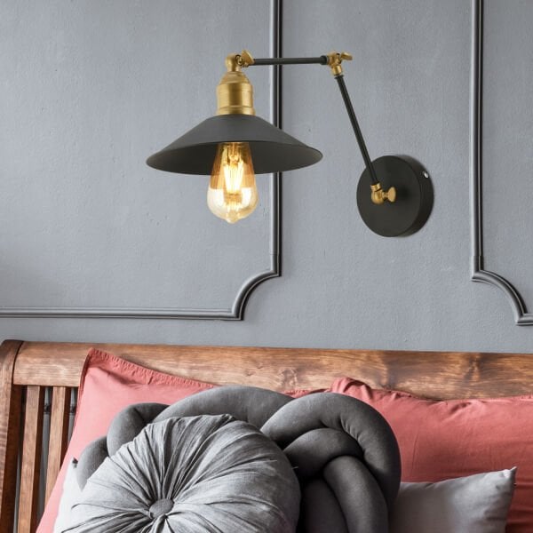 Peyma Siyah Yatak Odası-Yatak başı,Cafe,Restoran için Duvar Lambası Modern Retro Aplik