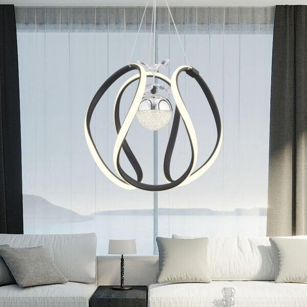 Leroy Tekli Siyah Krom 3 Renkli 40 Watt Ledli Modern Oturma Odası, Koridor, Salon Led Avize