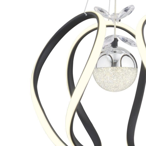 Leroy Tekli Siyah Krom 3 Renkli 40 Watt Ledli Modern Oturma Odası, Koridor, Salon Led Avize