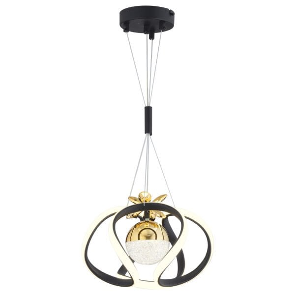 Pelin Tekli Siyah Gold 3 Renkli 39 Watt Ledli Modern Oturma Odası, Koridor, Salon Led Avize