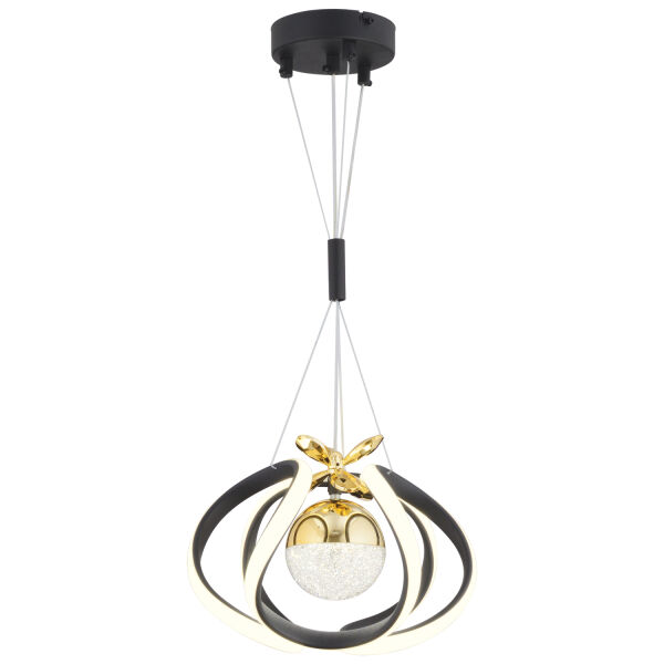 Pelin Tekli Siyah Gold 3 Renkli 39 Watt Ledli Modern Oturma Odası, Koridor, Salon Led Avize