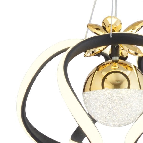 Pelin Tekli Siyah Gold 3 Renkli 39 Watt Ledli Modern Oturma Odası, Koridor, Salon Led Avize