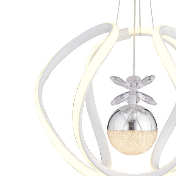 Leroy Tekli Beyaz Krom 3 Renkli 40 Watt Ledli Modern Oturma Odası, Koridor, Salon Led Avize