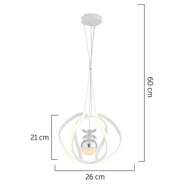 Leroy Tekli Beyaz Krom 3 Renkli 40 Watt Ledli Modern Oturma Odası, Koridor, Salon Led Avize