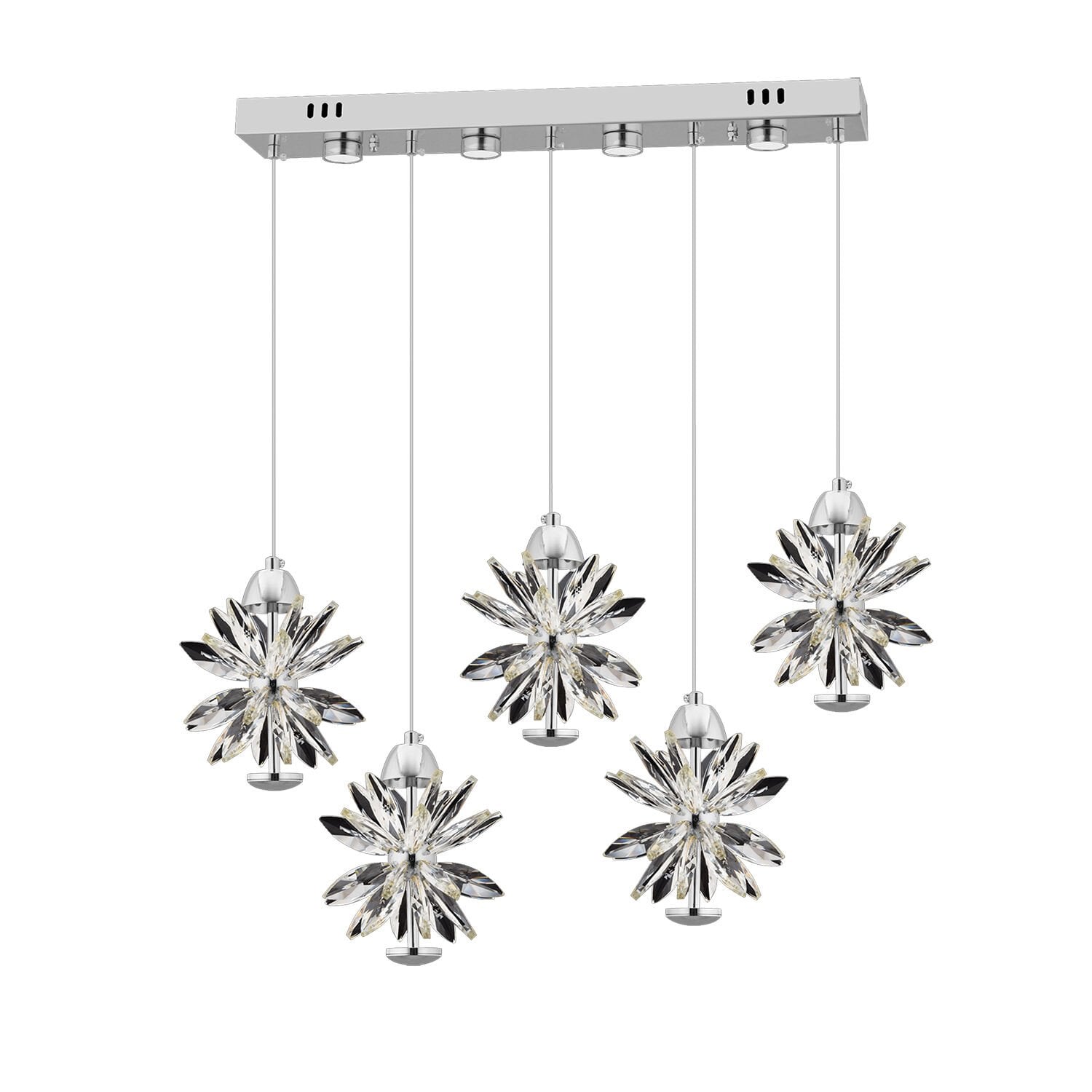 MENEKŞE KROM 5Lİ 74 WATT SIRALI LED AVİZE