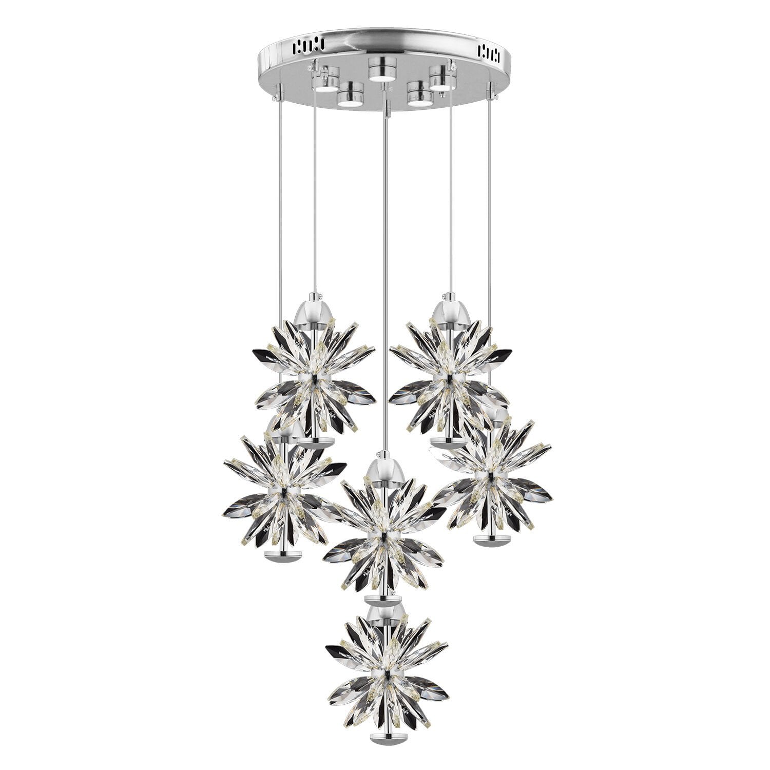 MENEKŞE KROM 6LI 90 WATT YUVARLAK LED AVİZE