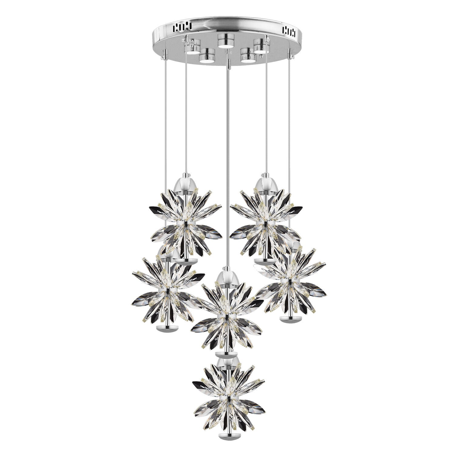 MENEKŞE KROM 6LI 90 WATT YUVARLAK LED AVİZE
