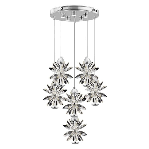 MENEKŞE KROM 6LI 90 WATT YUVARLAK LED AVİZE