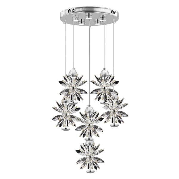 MENEKŞE KROM 6LI 90 WATT YUVARLAK LED AVİZE