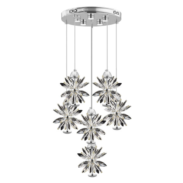 MENEKŞE KROM 6LI 90 WATT YUVARLAK LED AVİZE