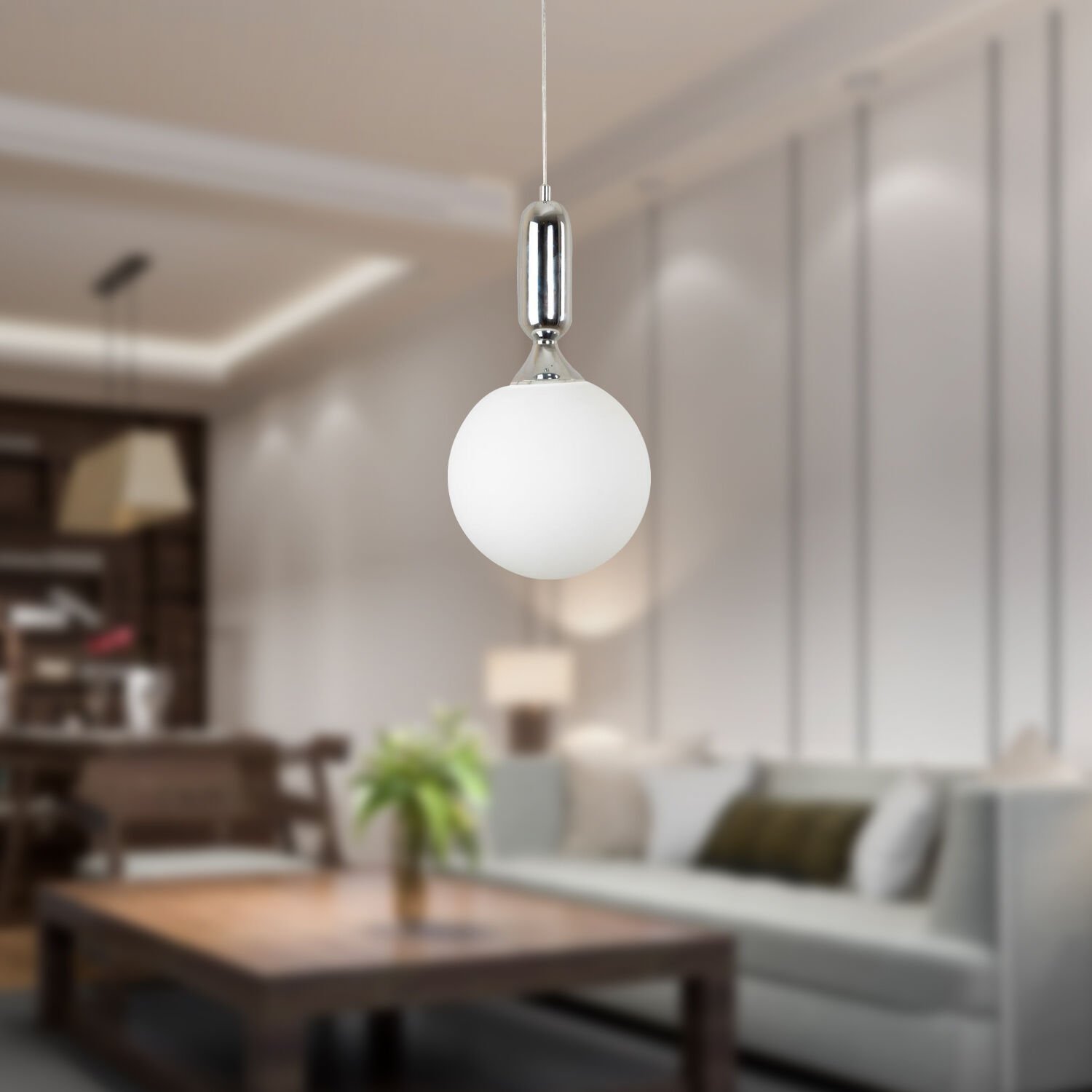 Arlo Tekli Krom Camlı Modern Top Avize Sarkıt Mutfak Salon Sarkıt Avize
