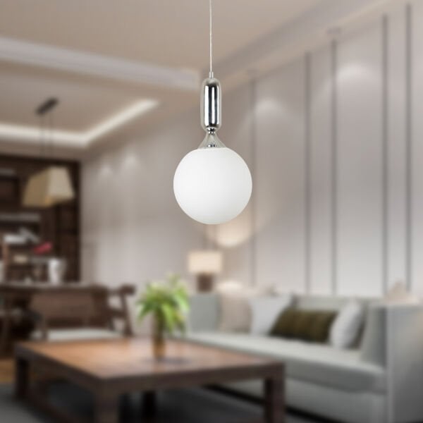 Arlo Tekli Krom Camlı Modern Top Avize Sarkıt Mutfak Salon Sarkıt Avize