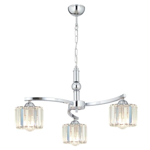 Amir 3 Kollu Krom Kaplama Kristalli Taşlı Modern Tasarım Kristal Salon Avize