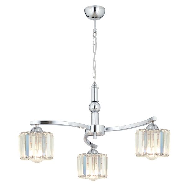 Amir 3 Kollu Krom Kaplama Kristalli Taşlı Modern Tasarım Kristal Salon Avize