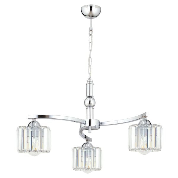 Amir 3 Kollu Krom Kaplama Kristalli Taşlı Modern Tasarım Kristal Salon Avize