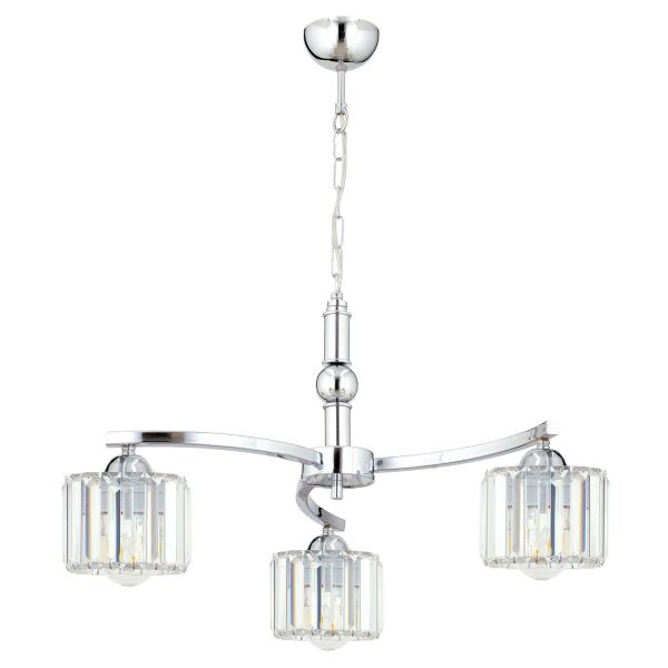 Amir 3 Kollu Krom Kaplama Kristalli Taşlı Modern Tasarım Kristal Salon Avize