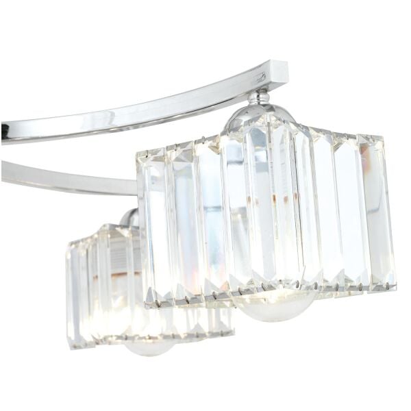 Rima 5 Kollu Krom Kaplama Kristalli Taşlı Modern Tasarım Salon-Yatak Odası Kristal Salon Avize