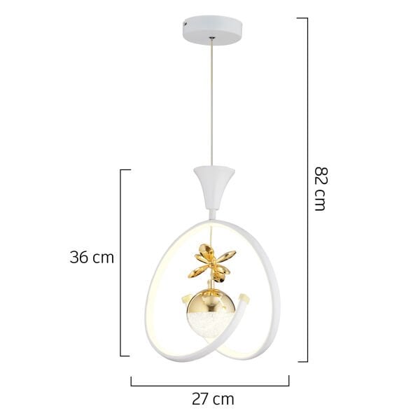 Mengü Tekli Beyaz Gold 3 Renkli 36 Watt Ledli Modern Oturma Odası, Koridor, Salon Led Avize