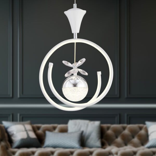 Mengü Tekli Beyaz Krom 3 Renkli 36 Watt Ledli Modern Oturma Odası, Koridor, Salon Led Avize