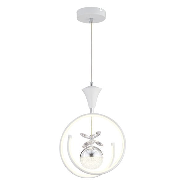 Mengü Tekli Beyaz Krom 3 Renkli 36 Watt Ledli Modern Oturma Odası, Koridor, Salon Led Avize