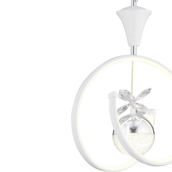 Mengü Tekli Beyaz Krom 3 Renkli 36 Watt Ledli Modern Oturma Odası, Koridor, Salon Led Avize