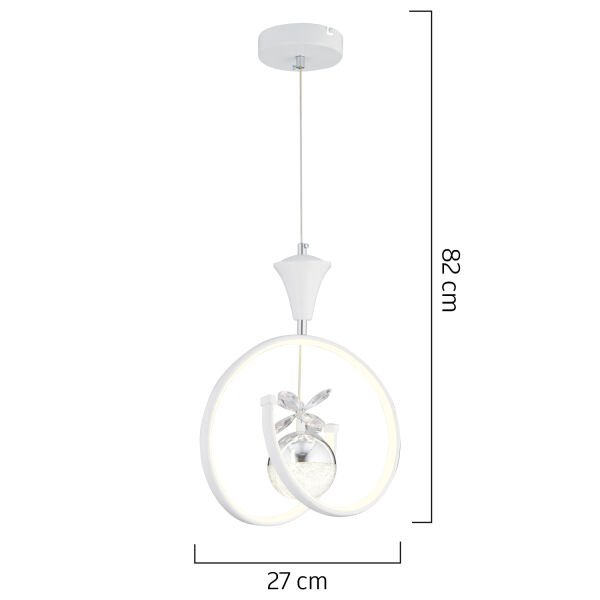 Mengü Tekli Beyaz Krom 3 Renkli 36 Watt Ledli Modern Oturma Odası, Koridor, Salon Led Avize