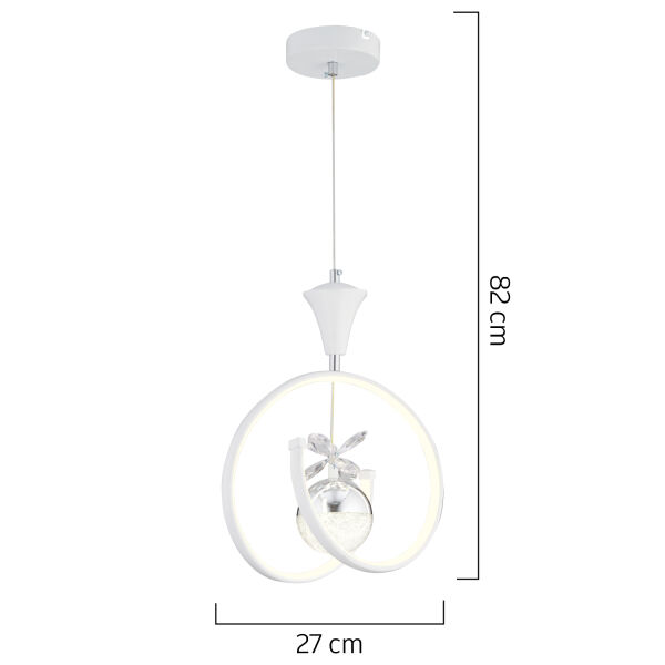 Mengü Tekli Beyaz Krom 3 Renkli 36 Watt Ledli Modern Oturma Odası, Koridor, Salon Led Avize