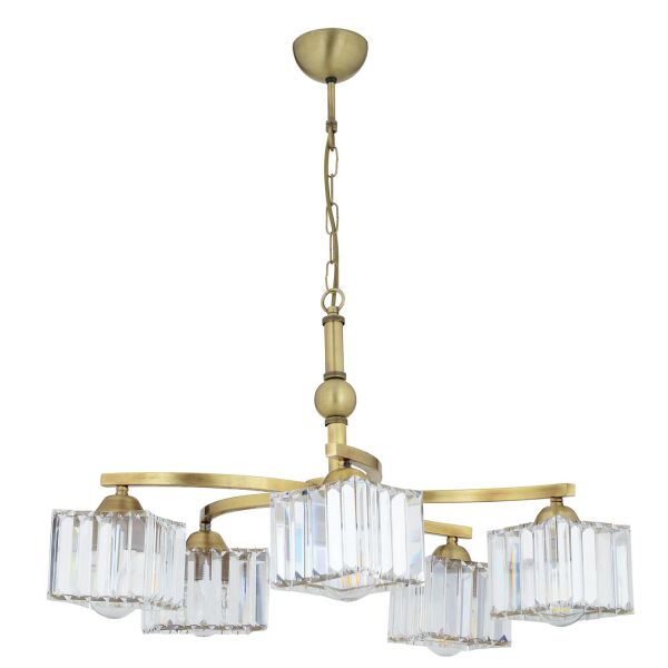 Rima 5 Kollu Eskitme Kristalli Taşlı Modern Tasarım Salon-Yatak Odası Kristal Salon Avize