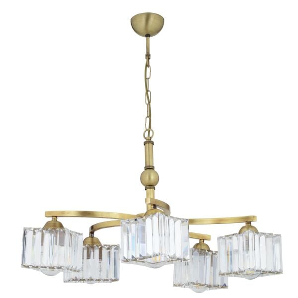 Rima 5 Kollu Eskitme Kristalli Taşlı Modern Tasarım Salon-Yatak Odası Kristal Salon Avize