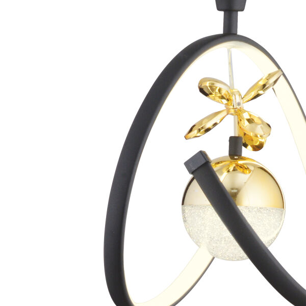 Mengü Tekli Siyah Gold 3 Renkli 36 Watt Ledli Modern Oturma Odası, Koridor, Salon Led Avize