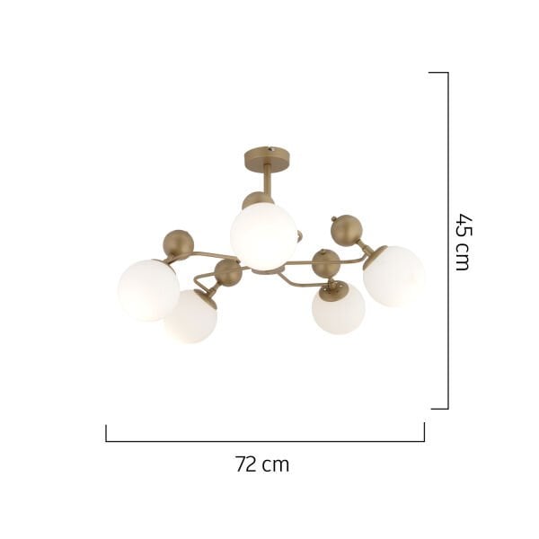 Florit 5'li Eskitme Beyaz Camlı Modern Mutfak Yatak Odası Salon Avize
