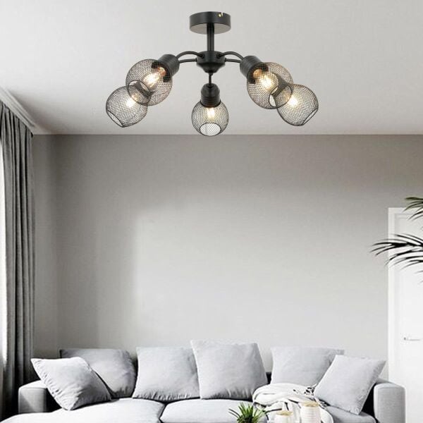 Elva 5 Li Siyah Modern Genç Odası Mutfak Oturma Odası Retro Salon Avize