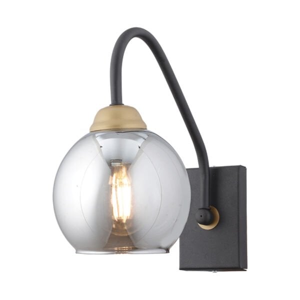 Ulrika Tekli Siyah Eskitme Füme Camlı Modern ,Yatak Başı,Yatak Odası Salon Aplik