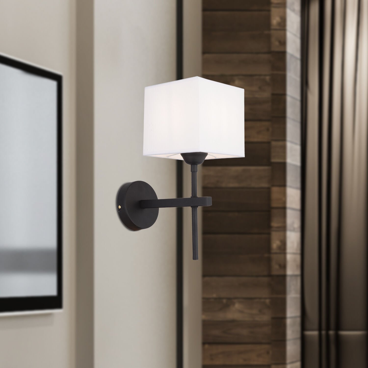 Rory Tekli Beyaz Şapkalı Siyah Duvar Lambası Yatak Odası-yatak Başı-banyo Için Modern Aplik