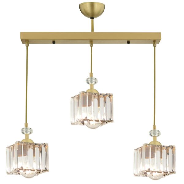 Brandy Eskitme 3 Lü Sıralı Sarkıt Kristalli Taşlı Modern Tasarım Kristal Salon Avize