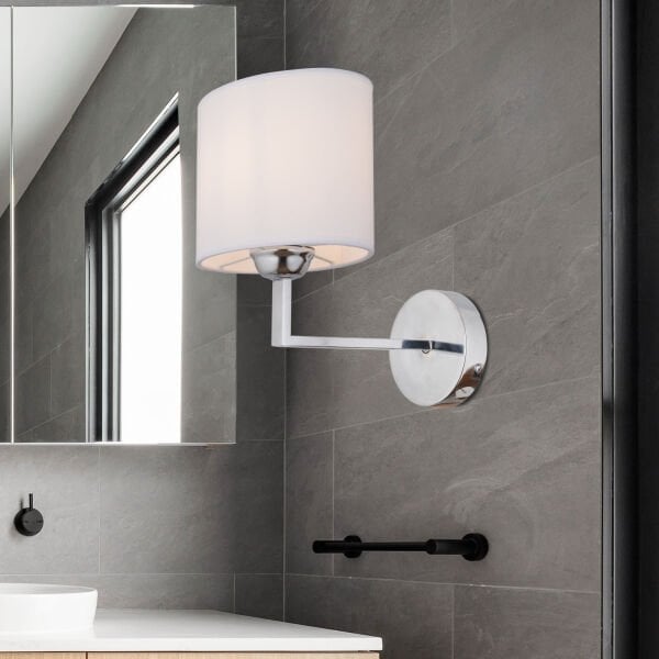 Zadie Tekli Beyaz Şapkalı Krom Duvar Lambası Yatak Odası-yatak Başı-banyo Için Modern Aplik