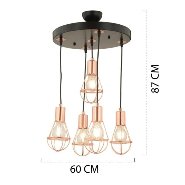 Ciri 5 Li Yuvarlak Gold Kaplama Tel Sarkıt Modern Genç Odası Mutfak Oturma Odası Salon Sarkıt Avize