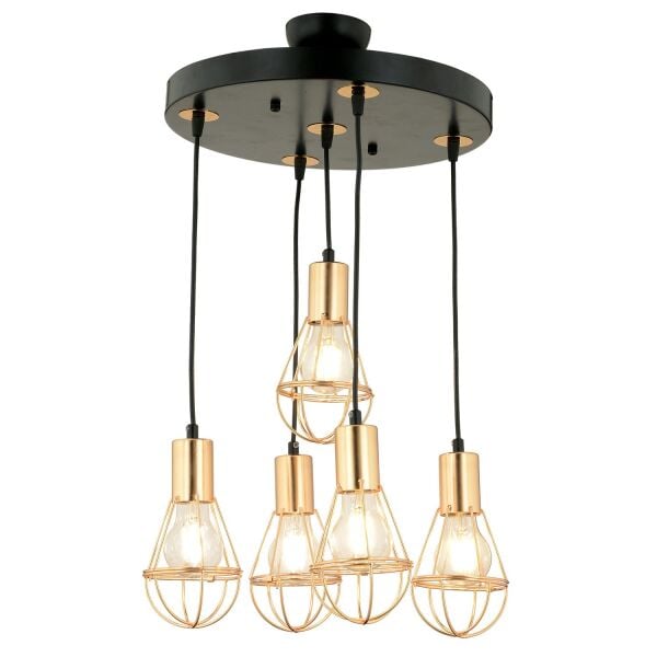 Ciri 5 Li Yuvarlak Gold Kaplama Tel Sarkıt Modern Genç Odası Mutfak Oturma Odası Salon Sarkıt Avize