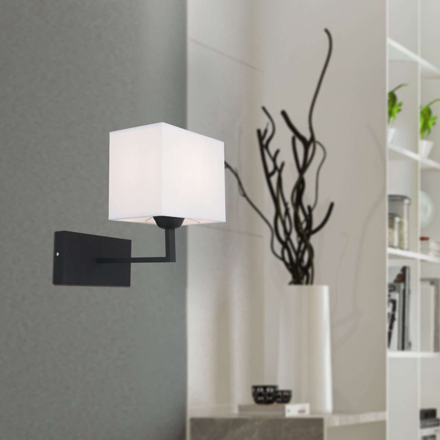 Rylee Tekli Beyaz Şapkalı Siyah Duvar Lambası Yatak Odası-yatak Başı-banyo Için Modern Aplik