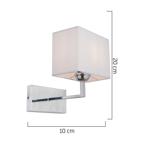 Rylee Tekli Beyaz Şapkalı Krom Duvar Lambası Yatak Odası-yatak Başı-banyo Için Modern Aplik