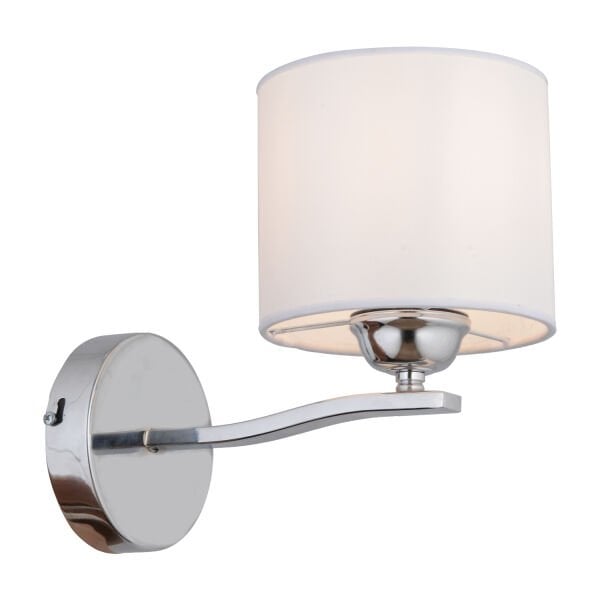 Keria Tekli Beyaz Şapkalı Krom Duvar Lambası Yatak Odası-yatak Başı-banyo Için Modern Aplik