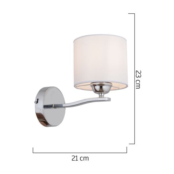 Keria Tekli Beyaz Şapkalı Krom Duvar Lambası Yatak Odası-yatak Başı-banyo Için Modern Aplik