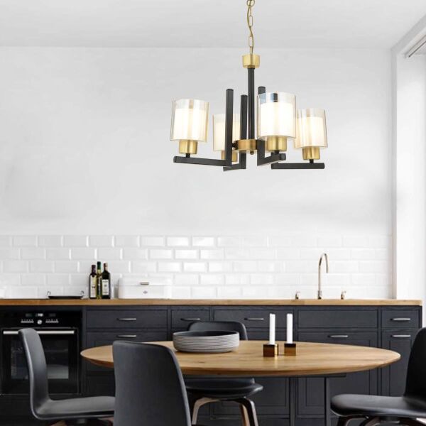 Tisse 4 Lü Eskitme Siyah Modern Yatak Odası Mutfak Oturma Odası Salon Avize