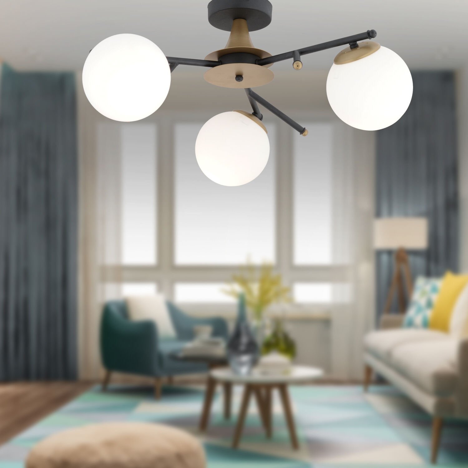 Peyda 3'lü Siyah Eskitme Beyaz Camlı Modern Koridor Yatak Odası Salon Avize