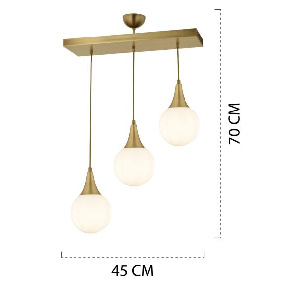 Damla 3 Lü Sıralı Eskitme Modern Sarkıt Mutfak Oturma Odası Salon Sarkıt Avize