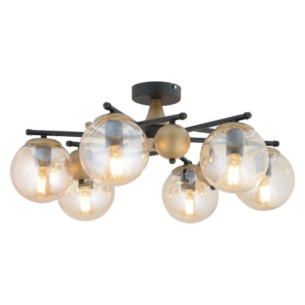 Peyda 6'lı Siyah Eskitme Bal Camlı Modern Koridor Yatak Odası Salon Avize